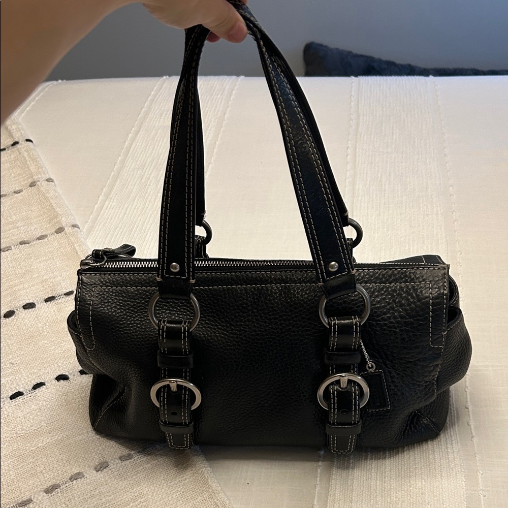 Coach Black Leather Shoulder Bag Old Style